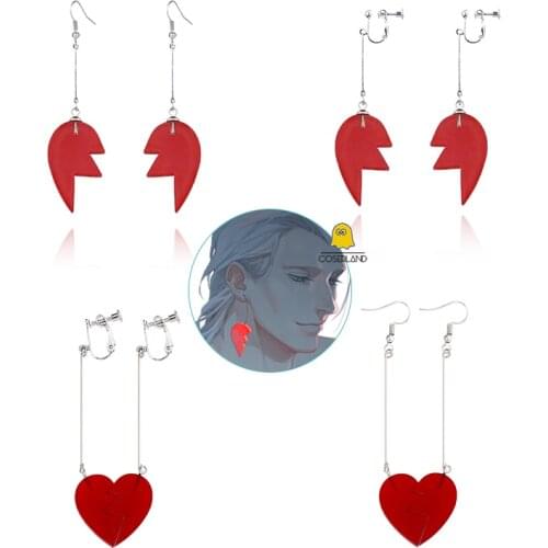 1 pair JoJo Bizarre Adventure Jean Pierre Polnareff Earrings Heart Shape Earrings Anime Cosplay Props Lovers Gift Women Jewelry