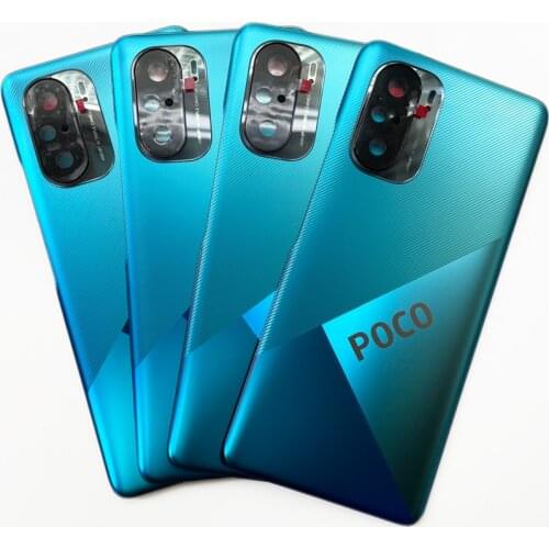 100% Original For Xiaomi Mi Poco F3 M2012K11AG Back Battery Cover Glass Panel Rear Housing Door Case + Camera Lens Battery Cover