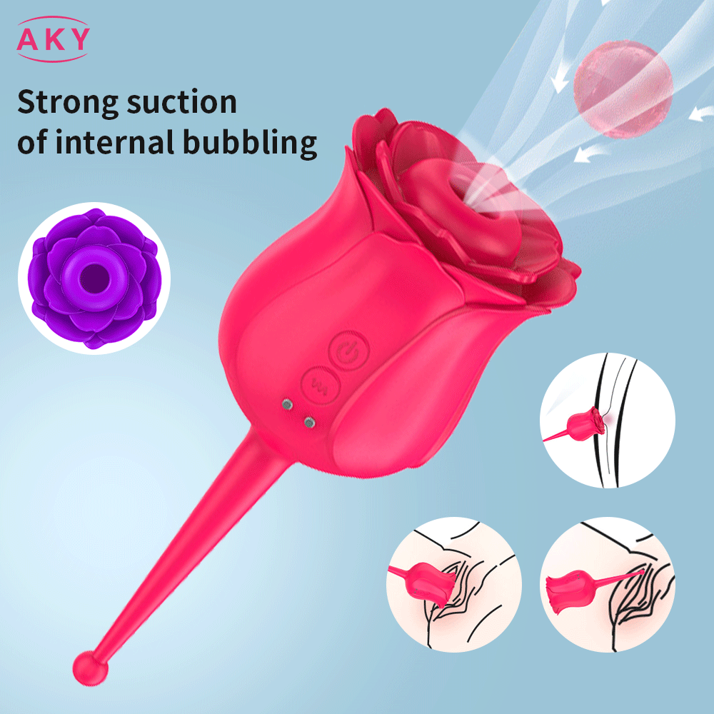 Rose Sucking 2 in1 Vibrator Erotic Nipple Oral Sucker G Spot Clitoris Stimulation Powerful Vibrators Sex Toys for Women Adults