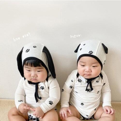 MILANCEL 2021 Autumn Baby Bodysuits Puppy Style Baby Bodysuit And Hat Toddler Girls Jumpsuits Casual One Piece