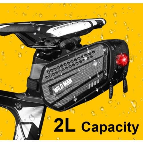 2L Hard Shell Bicycle Saddle Bag Waterproof Cycling Panniers MTB Road Bike Rear Tool Bag Night Reflective Bag Bike Accessories