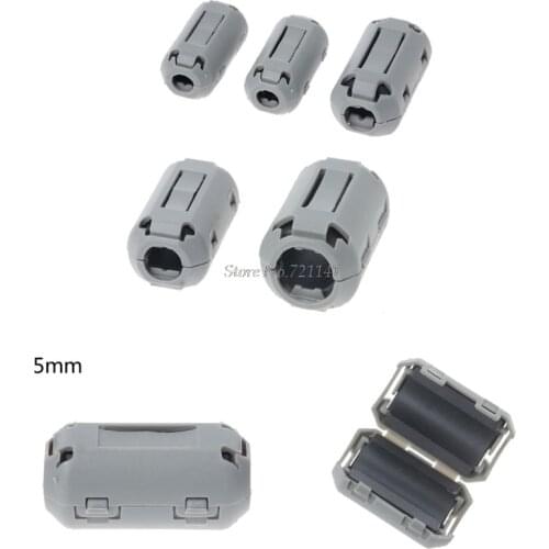 5mm Gray Ferrite Core Cord Ring Choke Bead RFI EMI Noise Suppressor Filter for Power Cord USB Cable Antenna Audio Cable Dropship