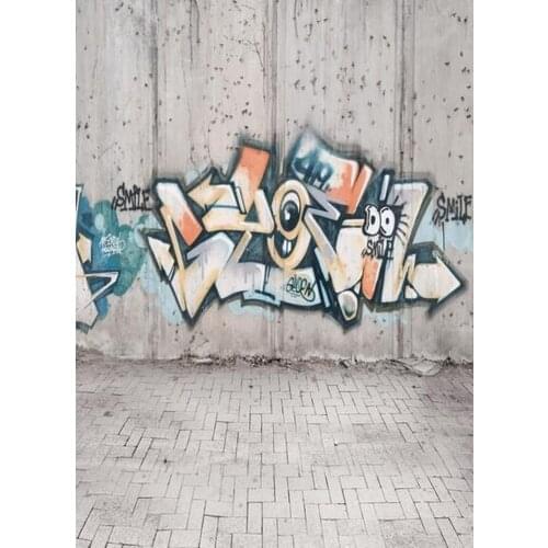 5x7ft Graffiti Wall Brick Floor Photography Backdrops Photo Props Studio Background