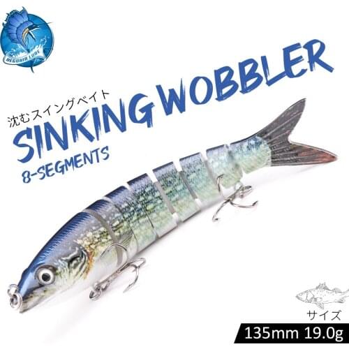 Begonia Lure Artificial Bait Hard 8 Segment Wobblers For Pike Perch 13.5CM 19G Sinking Crankbait Swimbait For Fishing Tackle