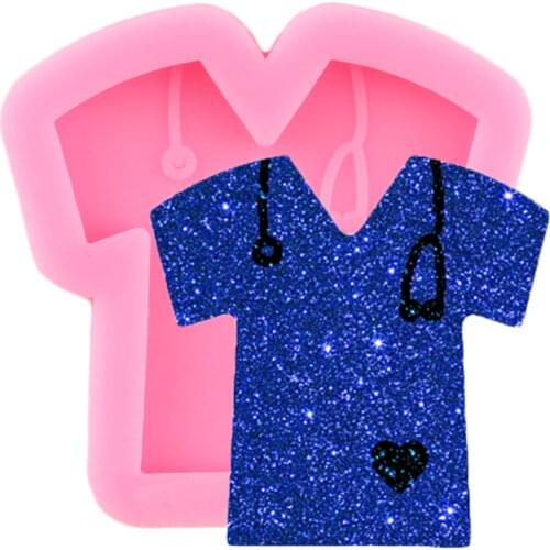 Shiny Grippy T-Shirt Keychains Mould DIY Resin Epoxy Mold Doctor Shirt Keychain Moulds For Jewelry Pendant Polymer Clay Moulds