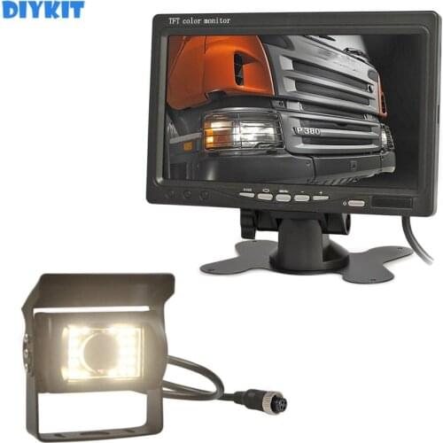 DIYKIT DC 12V-24V 4-PIN 7" TFT LCD Rear View Car Monitor + LED Night Vision CCD Rear View Camera for Bus Houseboat Truck