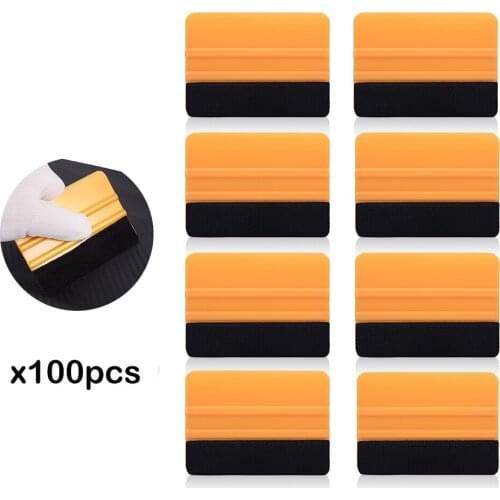 FOSHIO 100PCS Vinyl Car Wrap Carbon Fiber Film Install Felt Squeegee Scraper Window Tint Sticker Wrapping Tool Car Cleaning Tool