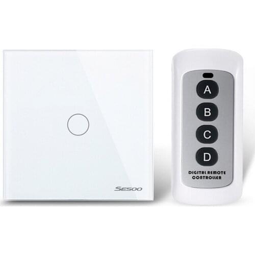 Hot Sale EU/UK Standard 1 Gang 1Way Remote Control Switch,Light Touch Switch,Wireless Remote Control Light Switch for Smart Home