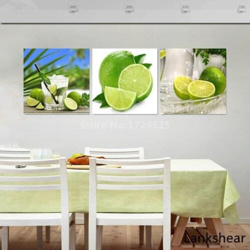 Canvas For Lemon Fruit Modern Home Kitchen Decoration 3 Pcs Wall Art Fruits Pictures Hanging On Wall No Frame Home Decoration