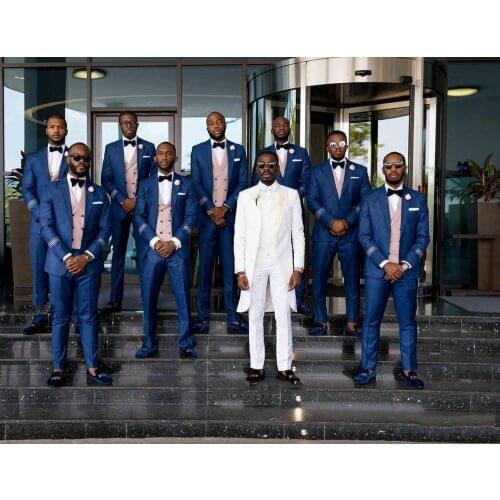 Custom Made Navy Blue Best Man Suits Notched Lapel wedding grooms tuxedos slim fit suits (Jacket+Pants) Free Shiping