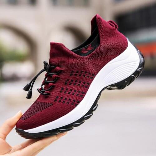 Big Size Platform Big Soles Sock Sneakers Women Sport Shoes Sports Women Sneakers Sport Woman Running Red Knit Trainers GME-2066