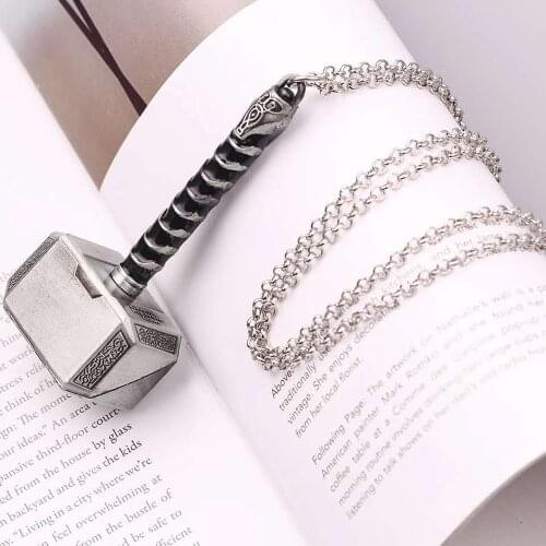 2021 Hot Sale Thor Hammer Pendant Stainless Necklaces Boy Men Fashion Creative Jewelry Popular Gift Choker Dropshipping Wholesal