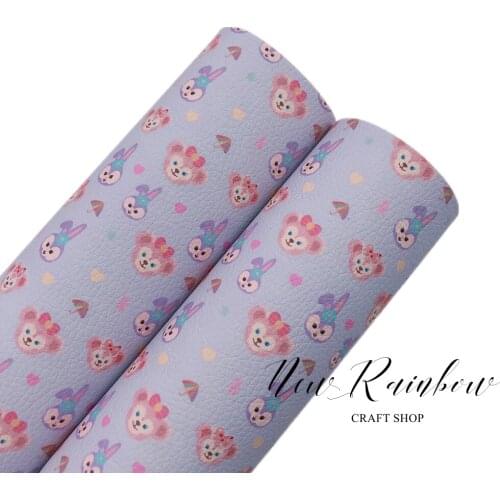 New Rainbow 30X22CM/A4 Cute Animal Stellalou Rabbit Monkey Quality Print Litchi Faux Leatherette Sheet For Bows, Accessories