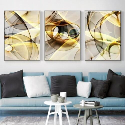 Minimalist Colorful Ink Abstract Yellow Gray Black Canvas Poster Prints Nordic Wall Art Painting Pictures for Living Home Decor