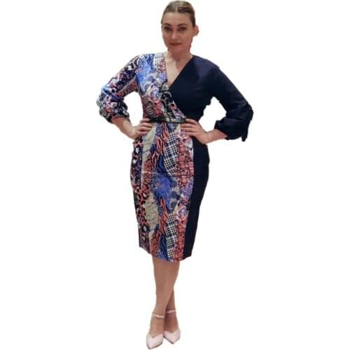 Fashion Women Sexy V-neck Bag Hip Women Bodycon Dress Elegant Lady Office Casual Work Wear Modest Dress Spring Summer Clothes
