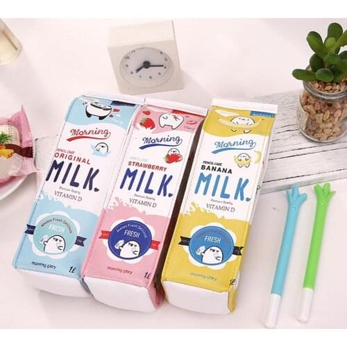 Fashion Creative Milk Box Pen Pencil Case Pouch Makeup Bag Toiletry Organizer