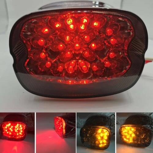 Motorcycle LED Tail Light Smoke /Red Lens Brake License Plate Lamp Rear Stop Turn 12v For Harley Dyna Road King Softail Touring