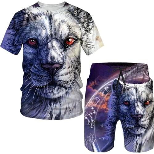 2021 Summer 3d Printing Mens T-shirt Shorts Suit Mens Sportswear Sportswear O-neck Short-sleeved Boys Clothing Printing Suit