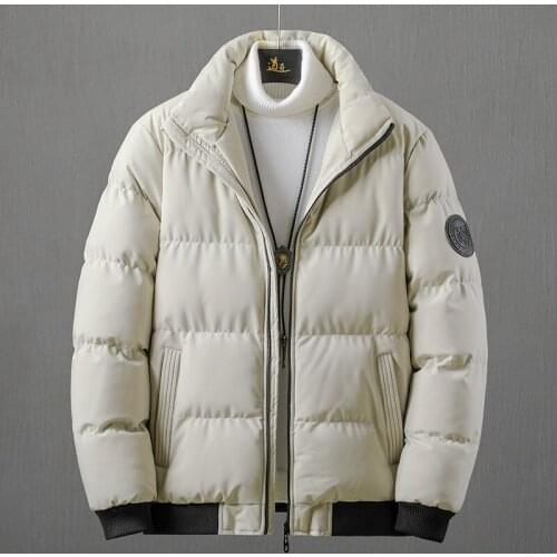 Winter New Parkas Mens Large Size 5XL Imitation Silk Cotton Liner Jacket Mens Stand-up Collar Padded Warmth Parkas