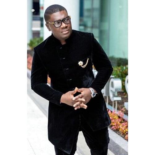 TPSAADE Mens Suits With Pants Black Velvet Wedding Suits For Men Slim Fit Blazer For Groom Custom Made 2 Pieces Wedding Suit