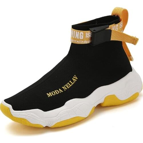 Mens Shoes 2021 Summer New Fashion Non-slip Round Head Lightweight Breathable Velcro Thick Bottom High Top Casual Socks Shoes