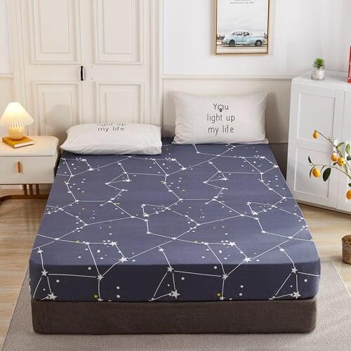 1pcs 100% Cotton Printed Fitted Sheet Mattress Cover Double Four Corners With Elastic Band Adult Kids Bed Linen (No Pillowcase)