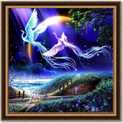 New 5D DIY diamond painting cross-stitch bi-wings flying peacock Phoenix bedroom living room full diamond painting