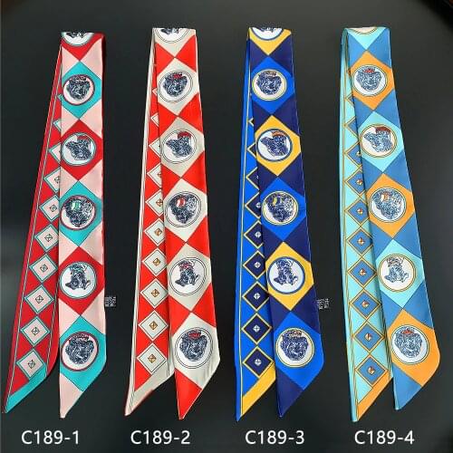 Autumn and winter new dog head animal design womens silk binding bag handle Ribbon Hair Band small scarf scarfs