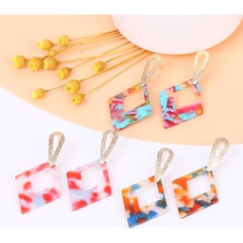 Acrylic New Earrings Boho Acetate Round Pendant Women Big Long Drop Dangle Earings Fashion Jewelry Bohemian Dangle Accessories