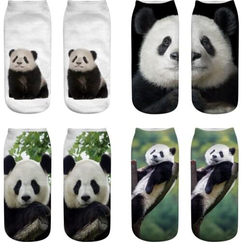 New style panda 3D printed socks short tube womens socks boat socks 3D printed womens socks