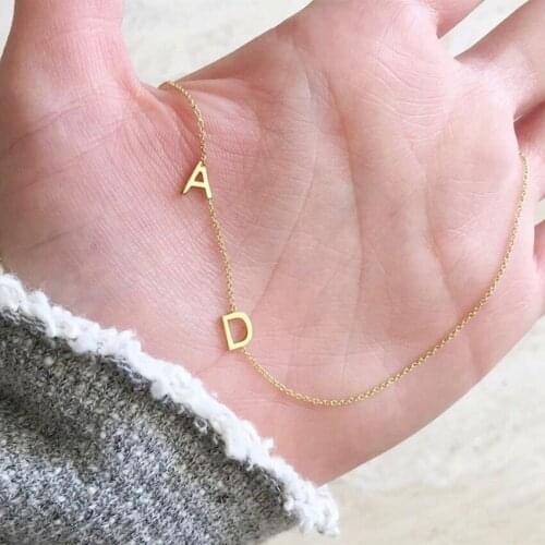 Letters Necklace Stainless Steel Custom Jewelry Personalized Mini Initials Gold Chain Necklace Women Collares De Moda 2019 BFF