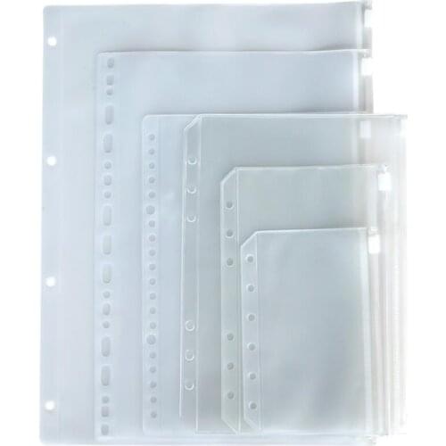 Binder Pockets A5/A6/A7/B5/A4 Size 6/9 Holes Binder Zipper Folders For 6-Ring Notebook Binder Loose Leaf Bags