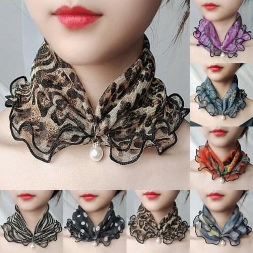 Pearl Pendant Scarf Wood Ears Gold Thread Lace Variety Lady Neck Hair Chiffon Scarves 2021 New Fashion Jewelry Accessory Gift