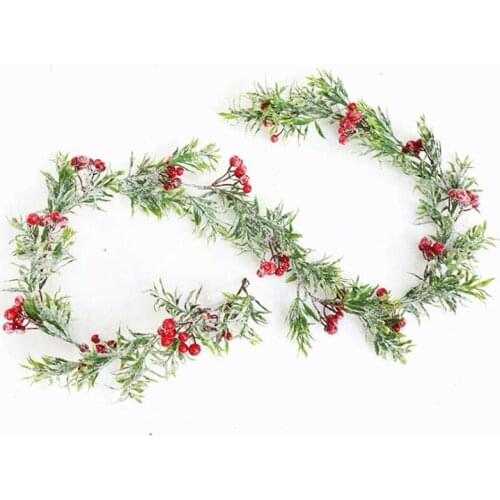 Christmas Wreath Artificial Vine Hanging Floral Foliage Garland Christmas Decorations For New Year Xmas Lanyard vine navidad
