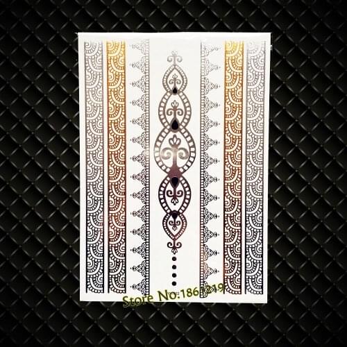 Sexy Indian Totem Tattoo Makeup Tips Self Adhesive Tattoo Stickers Women Body Art Jewelry Paste Paper Henna Gold Flash Tattoos