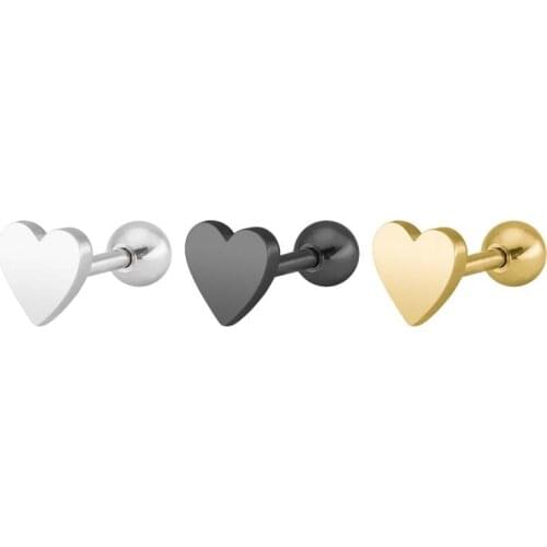 1pcs Men Earrings Silver Gold Stainless Steel Earrings Heart Stud Earrings for Women Girls Korean Earing boucles d oreille femme