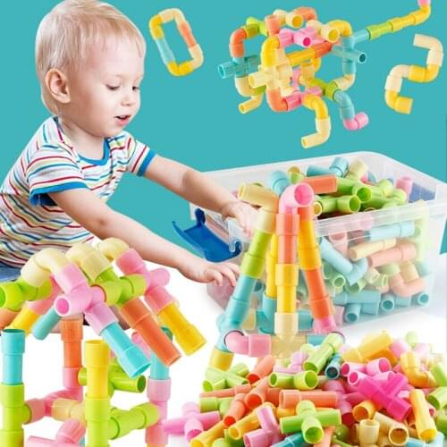 New Water Pipeline Building Blocks Construction Designer Plastic Water Pipe Tube Blocks Educational Toys For Children Gifts