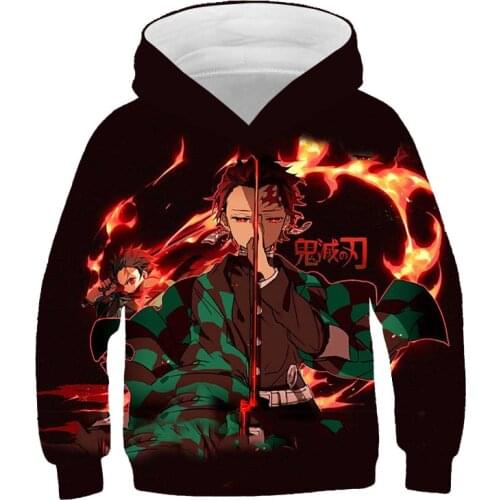 Demon Slayer 3D baby Kids Hoodie Girls Ghost Blade boys clothes Casual Sweatshirts Pullover Anime Harajuku Streetwear Sportswear
