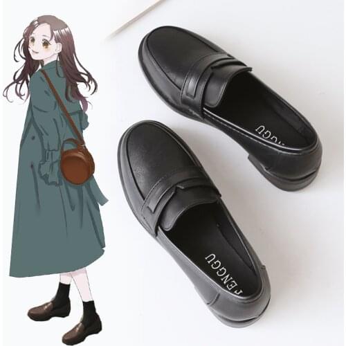 2020 jk uniform shoes with suit small shoes japanese women jk round head black leather shoes english flat