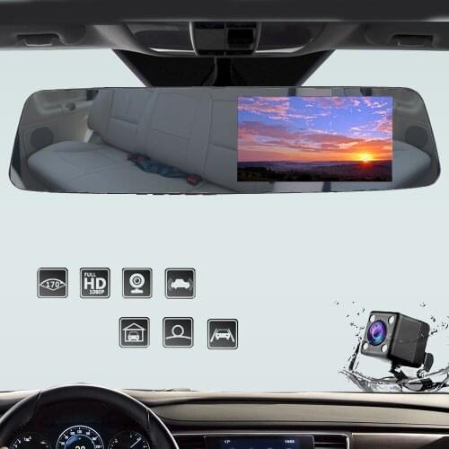 4.5 Inches Touch Screen Rearview Mirror Dash Cam HD 1080P Car DVR Stream Media Dash Cameras Front And Rear Car Camera Recorder