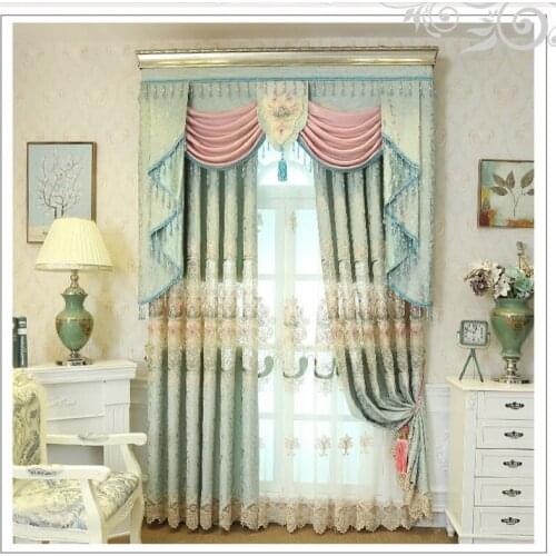 High-end Gorgeous European Water-soluble Embroidery Printing Curtains for Living Room Bedroom Valance Curtains Decoration Custom
