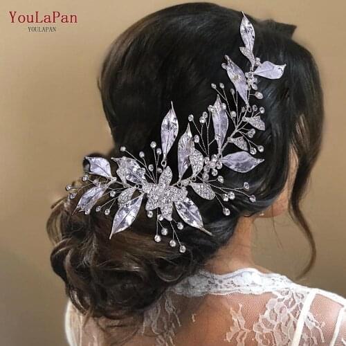 YouLaPan HP299 Wedding Bridal Headband Silver Color Rhinestone Tiaras Alloy Leaves Headpiece Bridal Hair Accessories for Woman