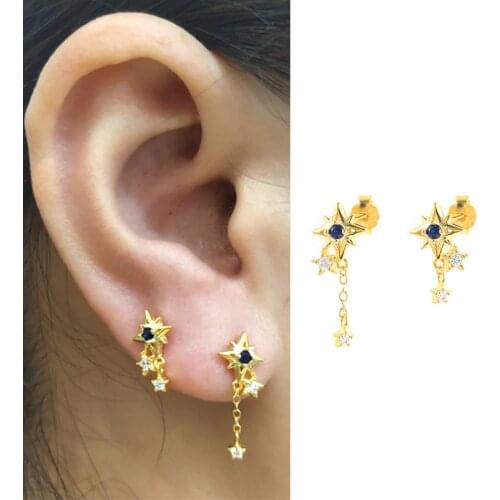 CANNER Asymmetric Stellar Zircon Earrings For Women 925 Sterling Silver Piercing Stud Earring Pendientes Fine Jewelry 2021 Trend