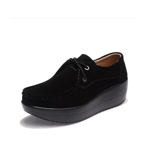 New 2021 Platform Ladies Genuine Leather Sneakers Breathable Women Casual Shoes Woman Fashion Height Increasing Shoes Plus Size