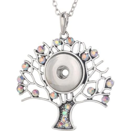 Snap Jewelry Tree of Life Pendant Necklace fit 18mm Snap Button Necklaces For Women Chains Necklaces 5154