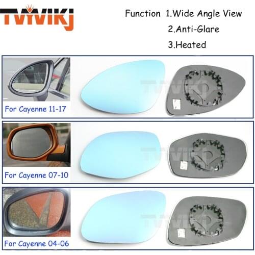 TVYVIKJ Side Rearview Mirror Blue Glass Lens For Porsche Cayenne 2004-2020 Wide Angle View anti glare door mirror wing