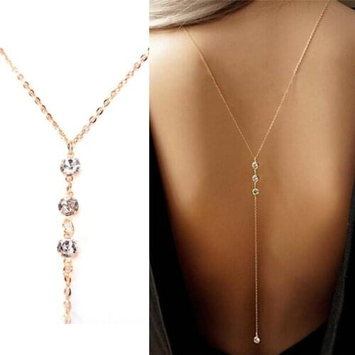 1 PC Women Rhinestone Body Back Statement Necklaces Girls Simple Solid Fashion Dainty Chain Jewelry Accessories For Banquet Prom