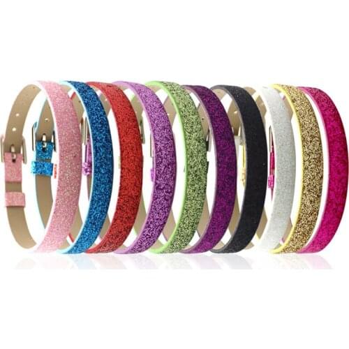 10pcs/lot Blink PU Wristband Fit 8mm Slide Charms and Slide Letters 8mm Width and 210mm Length