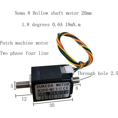 20 hollow shaft motor 30mm mounter motor 20 hollow shaft stepper motor long shaft shaft inner hole 2.5 OK20H30-NK2.5-12