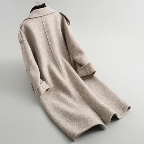 2020 Women 96% Wool Coats Winter Jackets Office Lady Double-sided Warm Long Wool Coat Female Spring Autumn 38063 WYQ3755